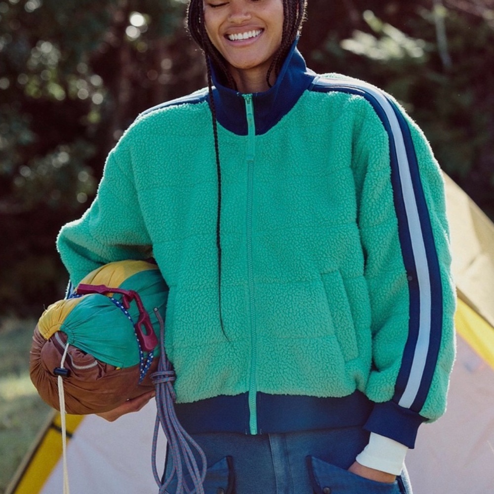 FP Movement Fleecy Sherpa Jacket Green NWT